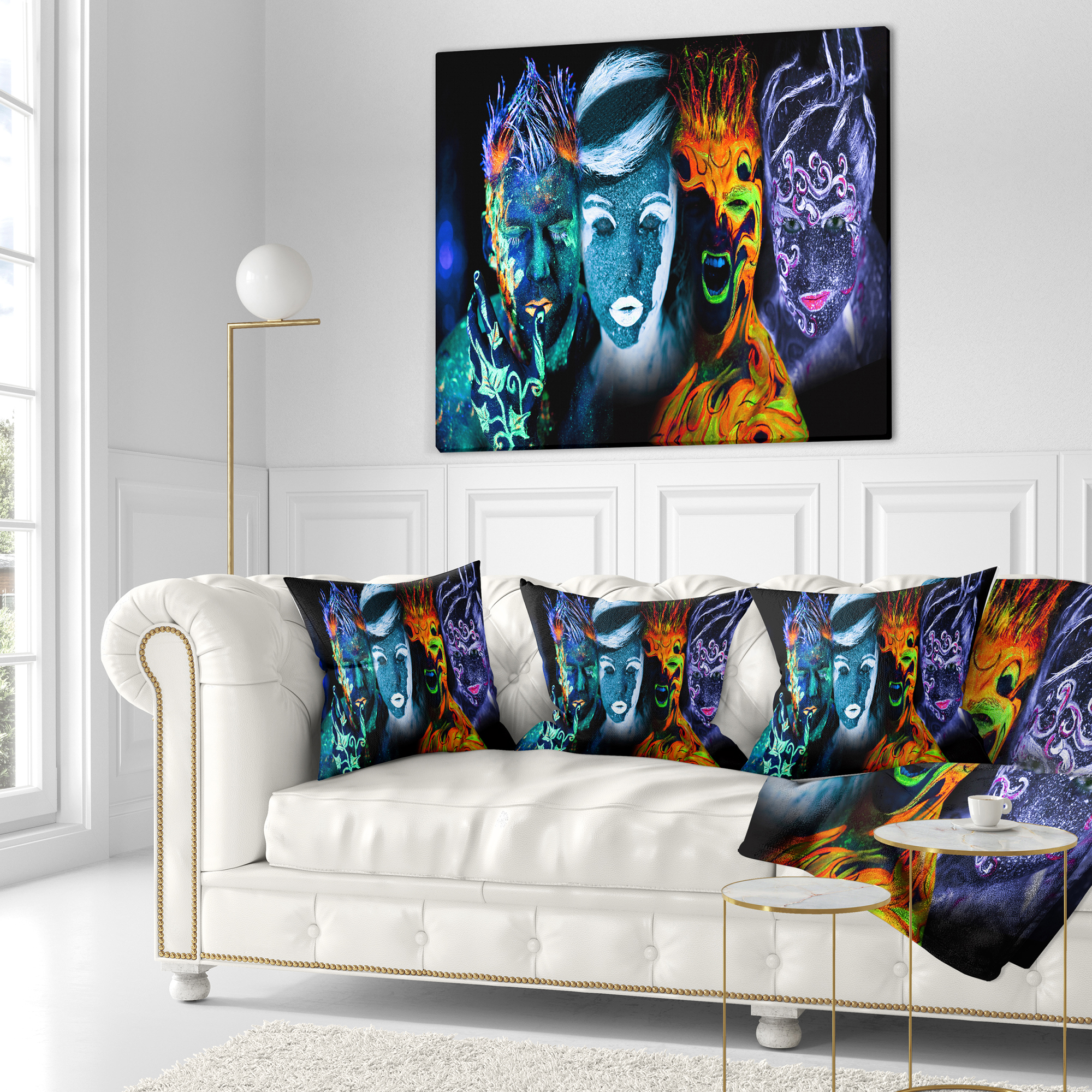 Designart Earth Fire Air and Water - Contemporary Portrait Throw Pillow - 16x16