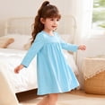 thumbnail image 3 of WOYY Girls Casual Long Sleeve Dress Fall Solid Round Neck Soft A Line Dress, Sizes 2-8, 3 of 4
