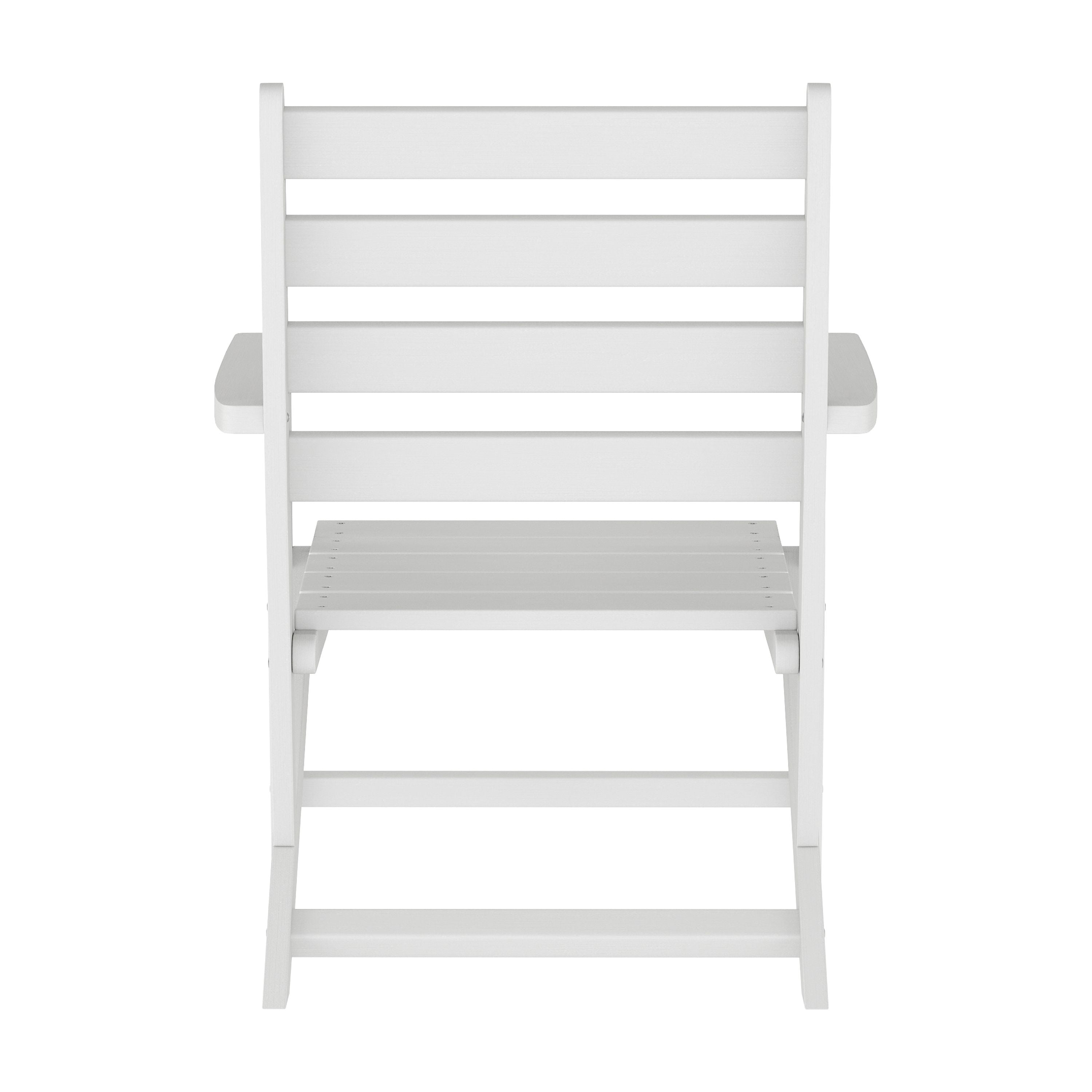 Emma + Oliver Adirondack Dining Chair with Fold Out Cup Holder, Weather Resistant Recycled HDPE Adirondack Chair in White