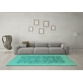 thumbnail image 3 of Ahgly Company Machine Washable Indoor Rectangle Oriental Turquoise Blue Industrial Area Rugs, 2' x 3', 3 of 4