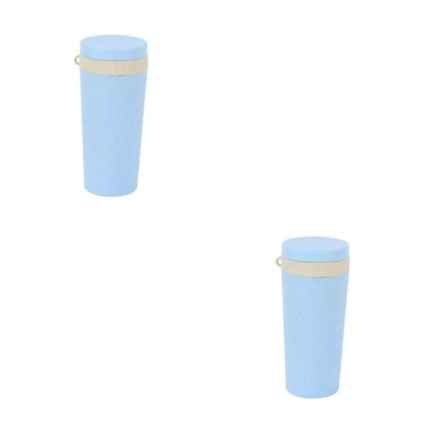 Advancent Botella deportiva de fibra de trigo con tapa, buen sellado de leche, vaso de coche de estilo Simple, vasos de refrigeración para Azul 2piezas