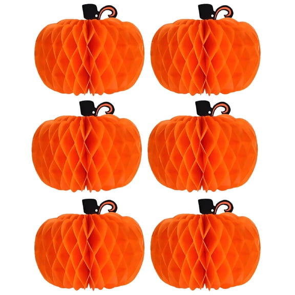 CCOCC 6pcs Honeycomb Paper Tissue Pumpkins Pumpkin Hanging Honeycomb Thanksgiving Decoration Centerpieces for Thanksgiving Fall Festival Party Supplies