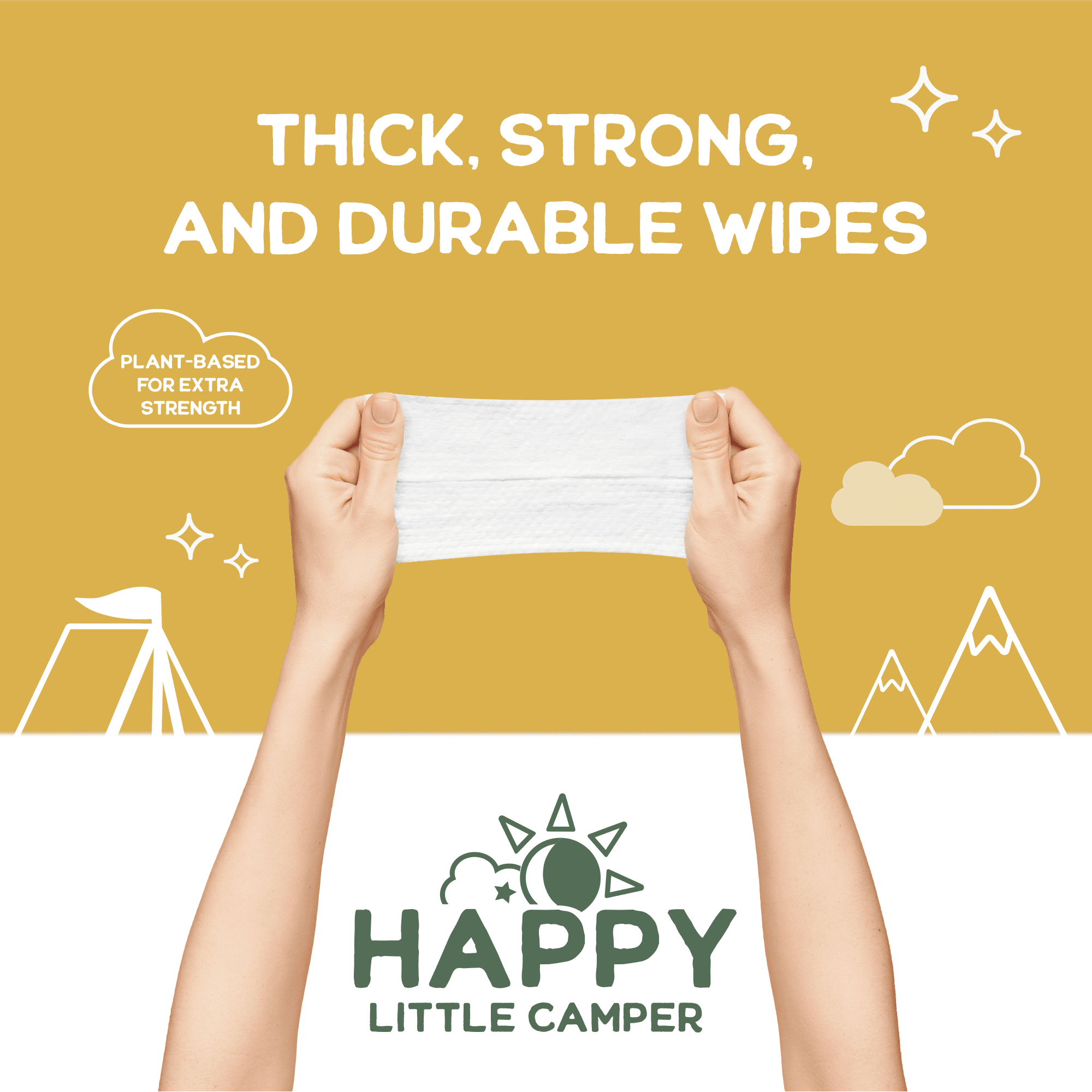 Happy Little Camper Natural Flushable Wipes Unscented 600 Count (12x 50ct)