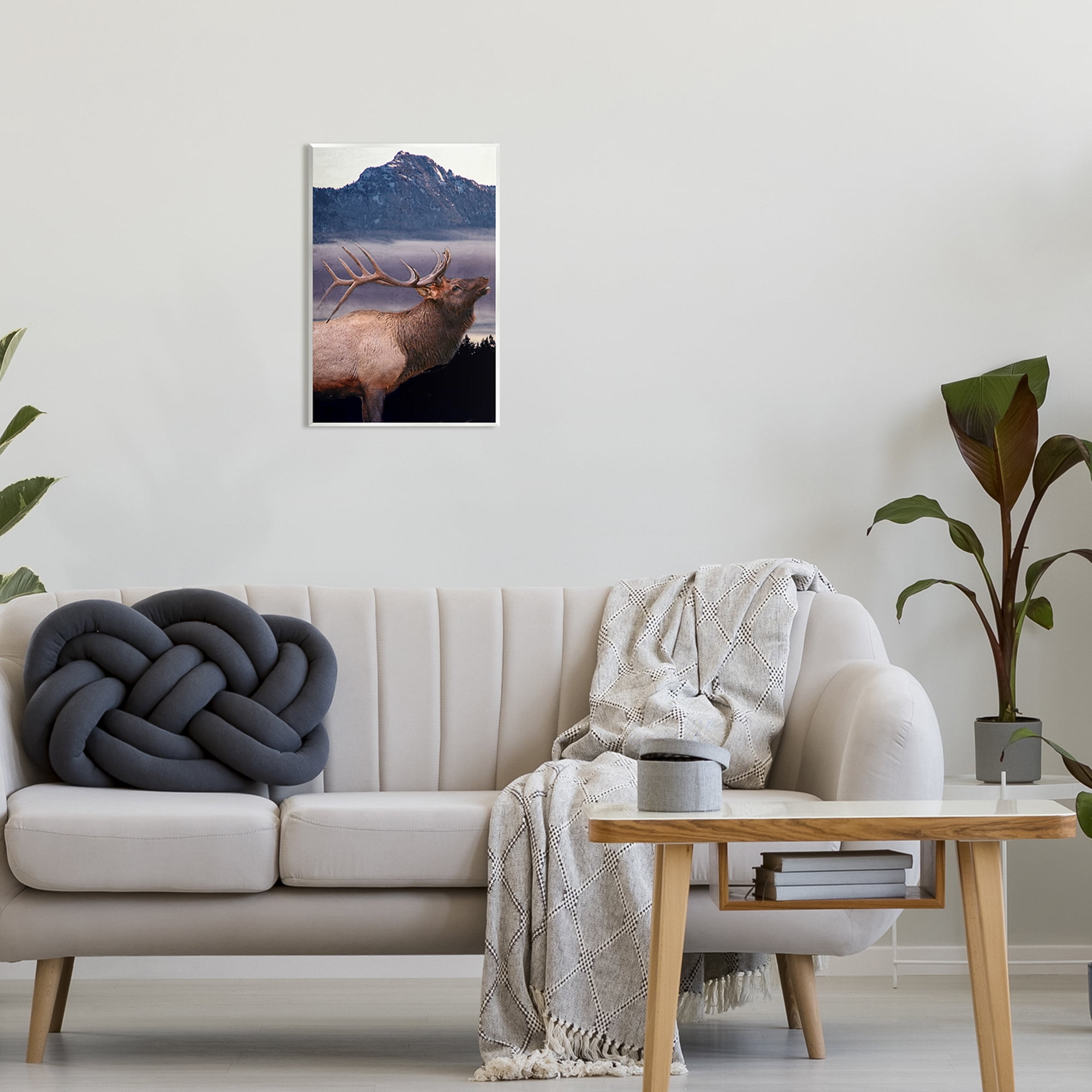 Stupell Industries Elk Mountain Landscape Animals & Insects Painting Unframed Art Print Wall Art, 13 x 19