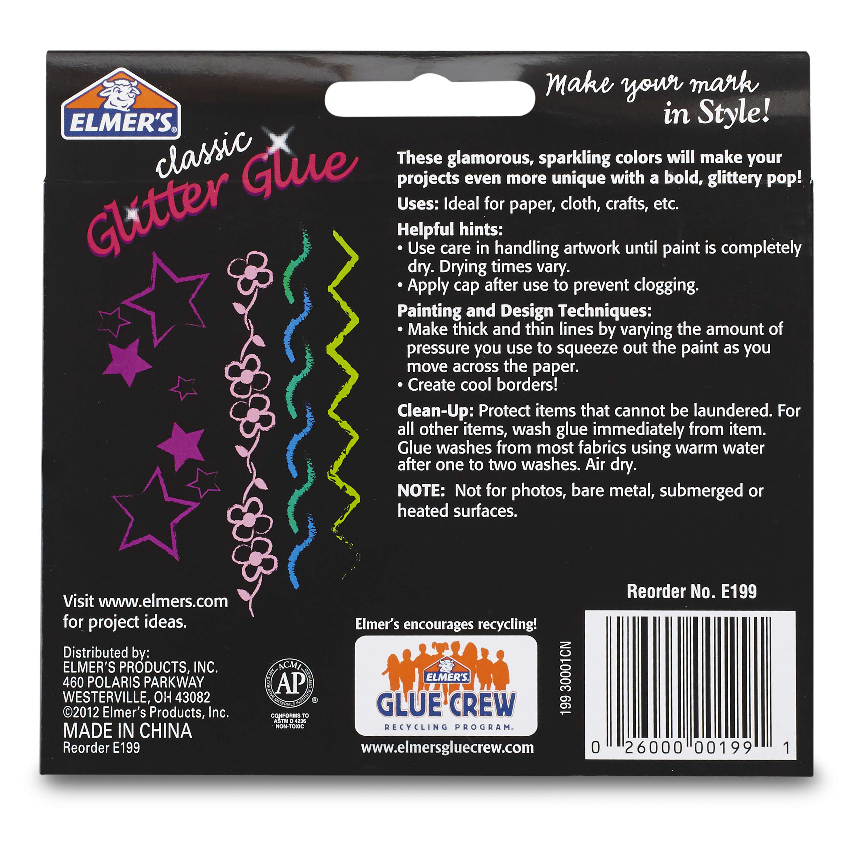 Elmer's 3D Washable Glitter Glue Pens, 10 Count, Classic Rainbow Color - image 5 of 5
