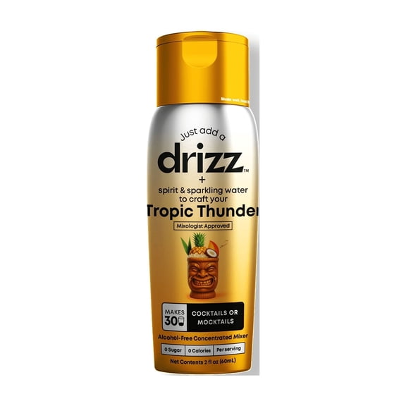 Drizz Tropic Thunder Mixer Drops, Zero Sugar Cocktail & Mocktail Mix, 2 fl oz (60 mL) Bottle