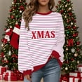 thumbnail image 7 of Women's Oversized Striped Christmas Sweatshirt Crewneck Long Sleeve Pullover Top Casual Fall Clothes, 7 of 7