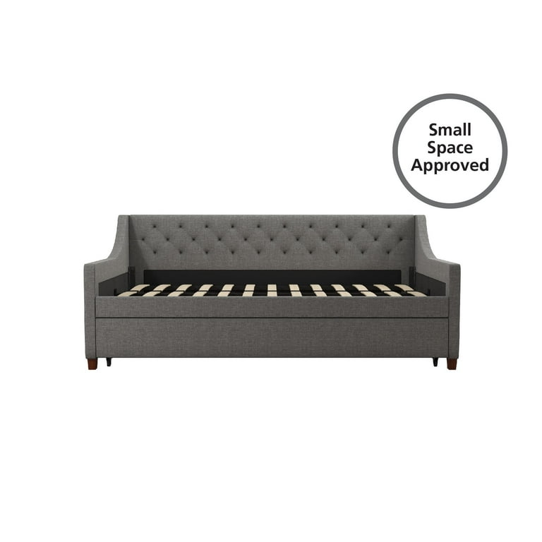 Novogratz Her Majesty Daybed and Trundle Grey Linen Walmart