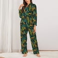 thumbnail image 2 of KLL Jungle Leopard Yellow Print Women's Long Sleeve Pajamas with Pants Sleepwear Loungewear 2 Set-X-Large, 2 of 7