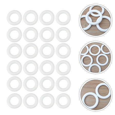 Topbathy 24 Pcs White Foam Donut Shapes for Wreath Craft Moldable Foam Circles