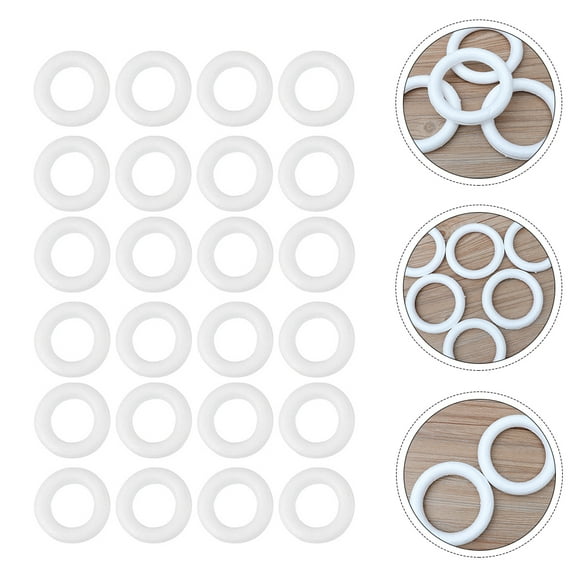 Topbathy 24 Pcs White Foam Donut Shapes for Wreath Craft Moldable Foam Circles