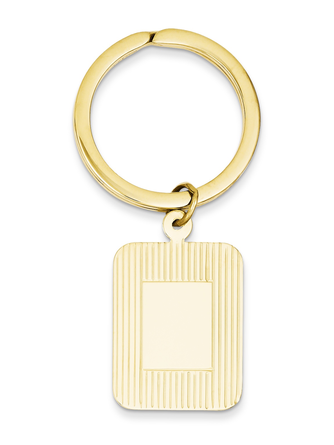14k Yellow Gold Rectangle Disc Key Ring 