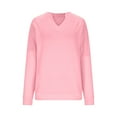 thumbnail image 4 of FRSASU Womens Casual Long Sleeve V Neck Sweatshirts Cute Loose Fit Lightweight Pullover Tops Pink, 4 of 9