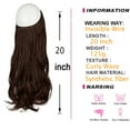 thumbnail image 4 of Hairpiece Hair Extensions with Invisible Transparent Wire Adjustable Size Removable Secure Clips in Curly Wavy Hidden Secret Hairpiece for Women 20 Inch 4.5 Oz -Black Brown Blonde, 4 of 8