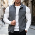 thumbnail image 4 of Riecok Fleece Vest for Men with Pockets Sleeveless Stand Collar Zip up Jackets Thermal Solid Warm Casual Outerwear Dark Gray XL, 4 of 8