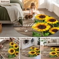 thumbnail image 5 of Round Rugs 6 Ft, Spring Sunflowers Non Slip Area Rugs for Kitchen Bedroom Entryway, Country Farmhouse Brown Wooden Plank Washable Carpet Runner Rug Floor Mats for Bedroom Home Decor, 5 of 8