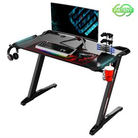 Kinsal 44 Inch Gaming Style Computer Desk Office Desk Student Table Pc Desk With Cupholder Dvd Shelf And King Size Mouse Pad Grey Walmart Com Walmart Com