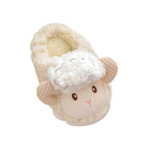 IROINNID Girl's Winter Slipper Cute Sheep Shoes Boys/Girl's Plush Warm Non-Slip Indoor Slippers, Size 3-13Y