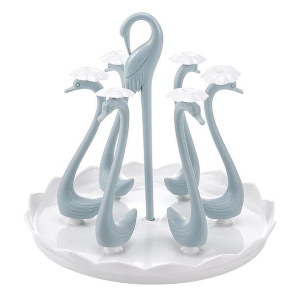 Portavasos de Cisne Con Bandeja de Goteo Giratoria, Estante Giratorio de PlásTiCo Para Escurridor de Tazas para Cocina Casera, Estante para Secadora de Tazas Con Bandeja de Goteo