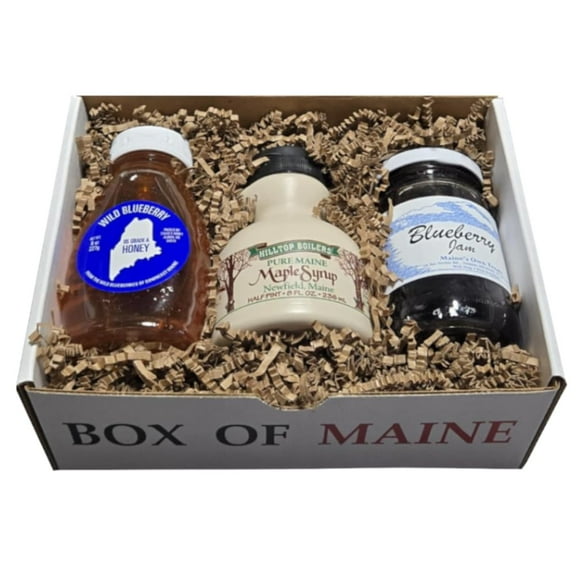 Maine Holiday Jam & Honey Gift Set - Pack of 3 (10oz Jam, 8oz Honey, 8oz Maple Syrup)