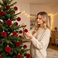 thumbnail image 6 of 42-Pack Velvet Christmas Ball Ornaments Set, Flocked Hanging Baubles, Assorted Sizes, Xmas Tree Holiday Decor, 6 of 8