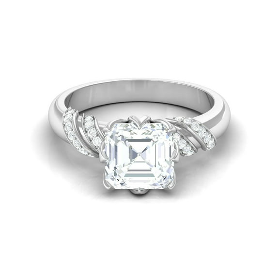 3.41CT Moissanite (VS1,D) Asscher Cut Solitaire Ring 925 Sterling Silver Fine Jewelry for Women Gifts