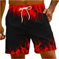 thumbnail image 3 of Jacenvly Mens Board Shorts Multicolor Trendy Swim Trunks for Men Skin-Friendly Men's Flame Printing Special Print Beach Casual Trouser Shorts Pant Red, 3 of 10