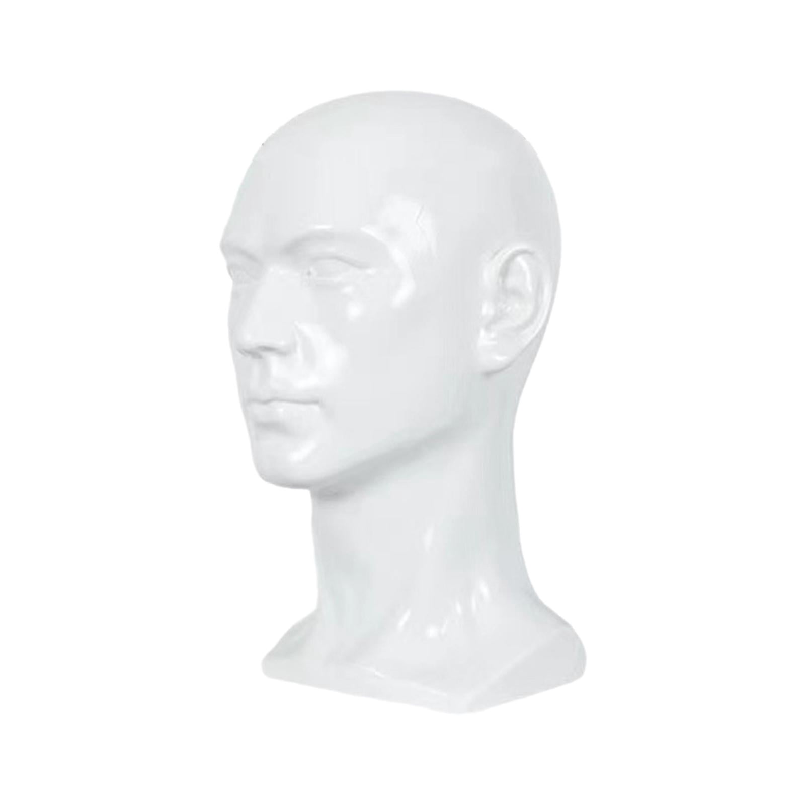 Serenable Male Mannequin Head Freestanding Stand for Making Market Barber Shop Glossy White