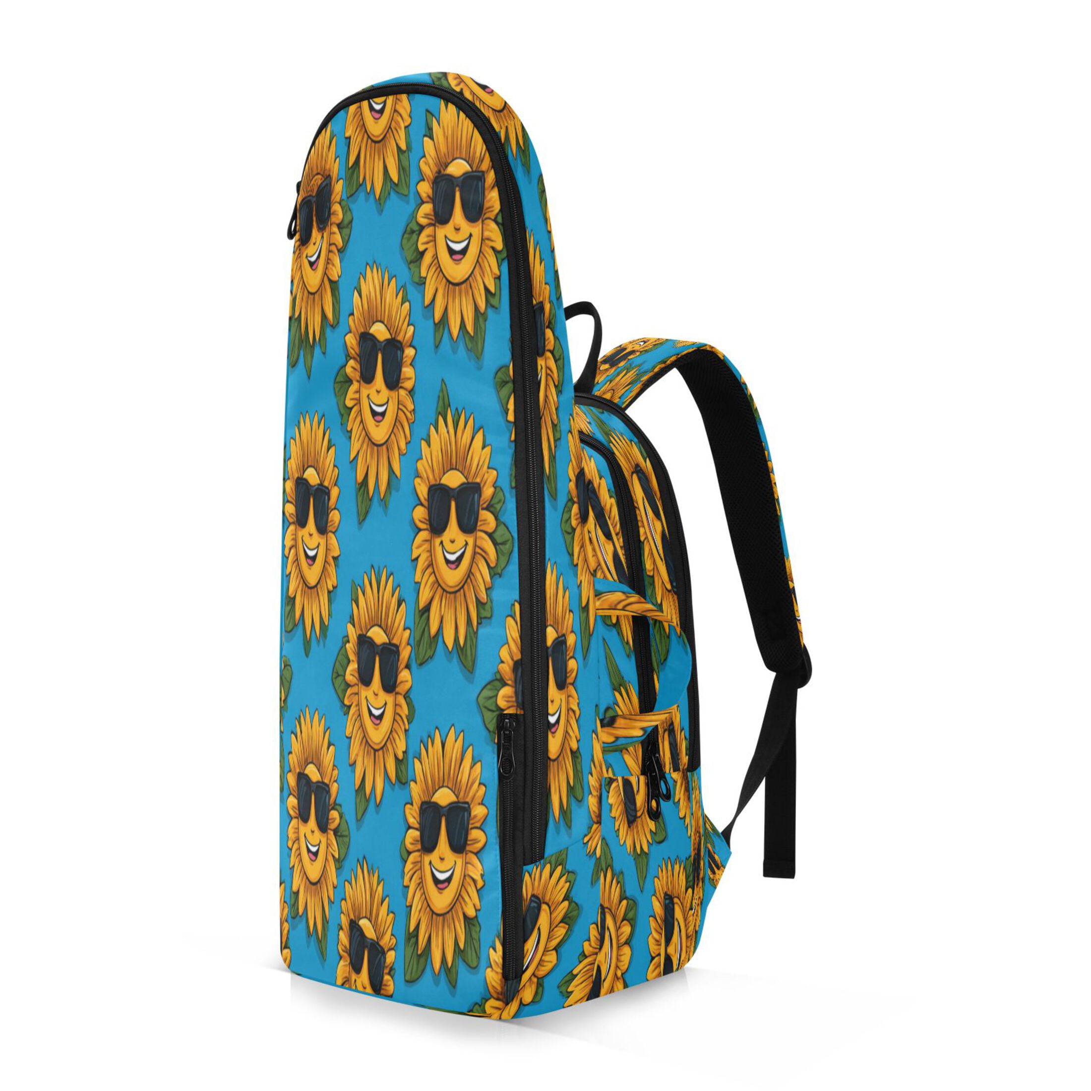 2 Racquet Holder Tennis Backpack Tennis Racket Covers Gym Bags Smiley Sunglasses Sunflowers