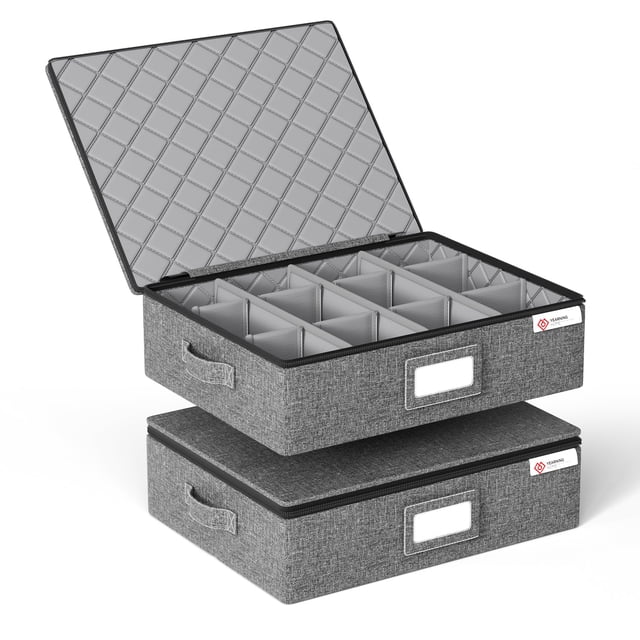 Caja de almacenamiento YearningHome con carcasa rígida, paquete de 2, color gris