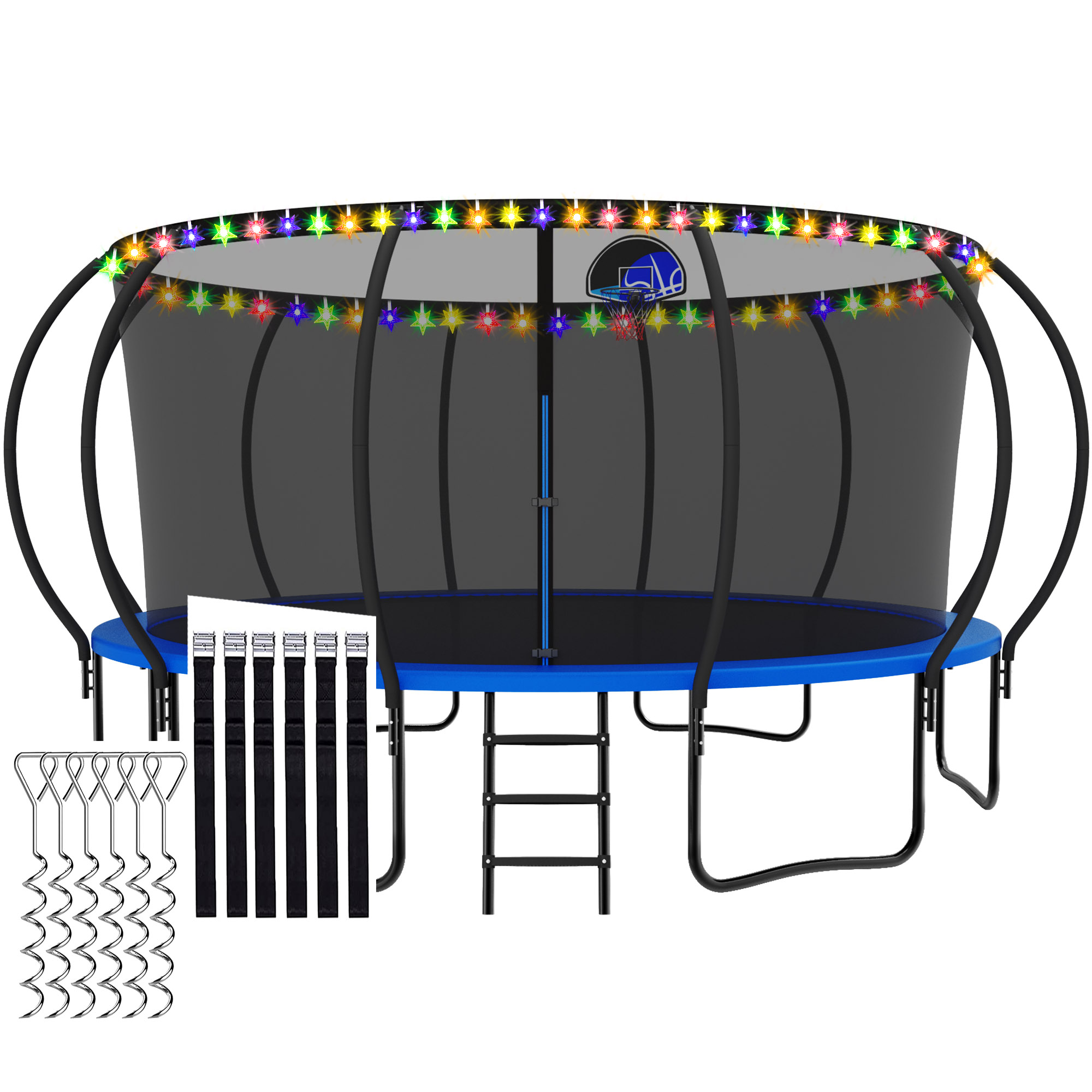 CITYLE Trampoline 16FT for Kids with Enclosure Net, 16FT Trampolines with Basketball Hoop and
