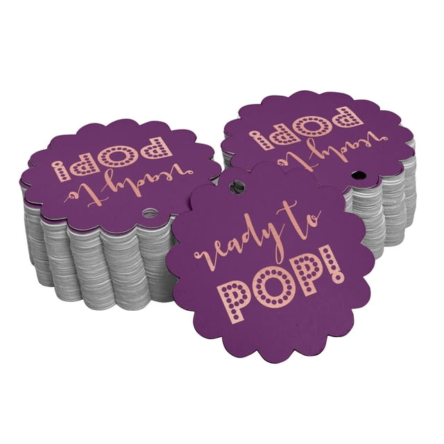 Inkdotpot Pack Of 100 Ready To Pop Baby Shower Favor Paper Tags Craft Real Rose Gold Foil Hang Tags
