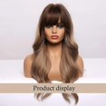 thumbnail image 4 of Long Gray Brown Curly Hair Wig with Bangs Charming Fluffy Hair Extensions for Women Girls, 4 of 5
