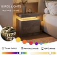 thumbnail image 4 of Cubehom Nightstand LED End Table Modern Bedside Table with 2 Drawers Wood Furniture for Adults Bedroom Living Room All Grey, 4 of 5