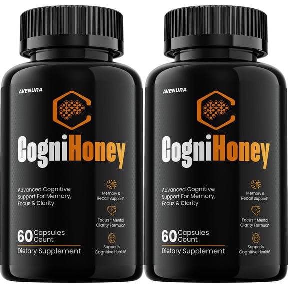 CogniHoney Capsules – Cogni Honey Natural Blend Memory Focus Brain Support Supplement, 2 Pack, 120 Capsules