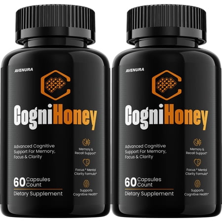 CogniHoney Capsules – Cogni Honey Natural Blend Memory Focus Brain Support Supplement, 2 Pack, 120 Capsules