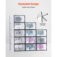 thumbnail image 6 of KFFKFF 12 Pack Stackable Shoe Storage Boxes, Modular Plastic Organizers for Shoes, Fits Up to US Size 11, Ideal for High Heels, Boots, Hats, and More, Black Frame, 6 of 9