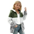 thumbnail image 5 of KAUOD Girls Front Zipper Sherpa Hooded Jackets Teen Kids Winter Fuzzy Soft Warm Coats Fleece Striped Thick Long Sleeve Tops, 5 of 6