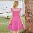 thumbnail image 6 of BLTIBY Girls Summer Dress Ruffle Sleeve Mesh A Line Casual Party Dresses Solid Color Wedding Birthday Wear Hot Pink 7-8Years, 6 of 6