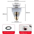 thumbnail image 2 of Tapón de fregadero de acero inoxidable de 34-38mm, tapón de fregadero emergente Universal con 2 juntas de silicona, para tapón de baño de lavabo de encimera TUNC Sencillez, 2 of 5