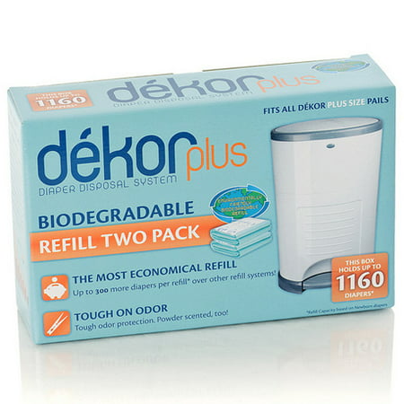 Dekor Plus Diaper Pail Biodegradable Refills | Most Economical Refill System | Quick and Simple to Replace | No Preset Bag Size – Use Only What You Need | Exclusive End-of-Liner Marking | 2