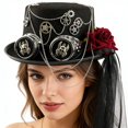 thumbnail image 5 of Yvsxxv 1Pc Black Steampunk Flower Chain Goggles Top Hat for Adults Party Events, 5 of 7