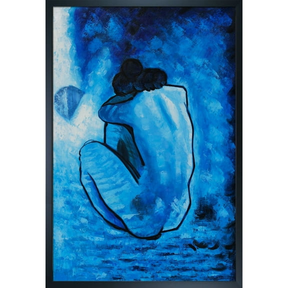 La Pastiche  Blue Nude with Studio Black Wood Frame, 25.5" x 37.5"