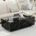 thumbnail image 2 of Lumiinofami 47" Lift Top Coffee Table, Faux Marble Wooden Coffee Table with Storage and LED Lights, Modern Center Table with Wireless Charging Station for Living Room, Black, 2 of 6