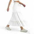 thumbnail image 4 of Girls Skirt High Waist Tiered Ruffle Hem Midi Skirt A-Line Pleated Skirts with Bow Tie Casual Flowy Dresses, 4–15 Years, 4 of 9