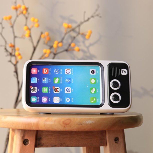 Altavoz retro compatible con Bluetooth Caja de sonido portátil TV Soporte para teléfono móvil (Blanco)