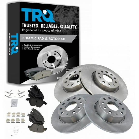 TRQ Front & Rear Ceramic Brake Pad & Rotor Kit Fits Select 11-14 Volkswagen Jetta GTI