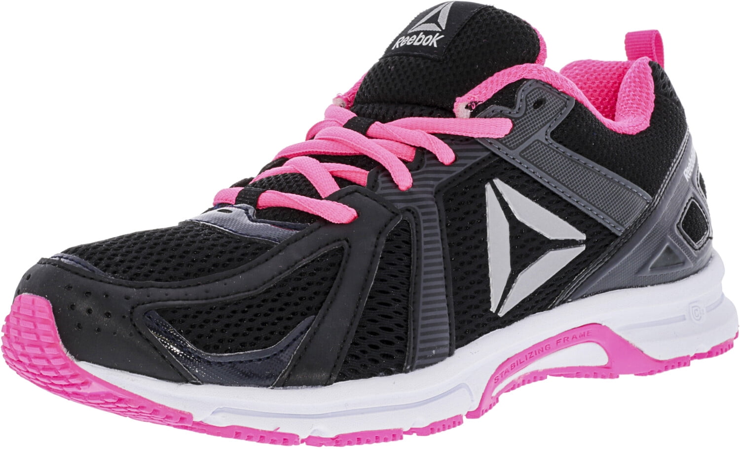 black and pink reebok shoes