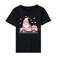 thumbnail image 5 of Women's Cute Valentines Day Tshirts Heart Gnome Car Graphic T Shirts Shor Sleeve Crewneck Tee Tops, 5 of 5