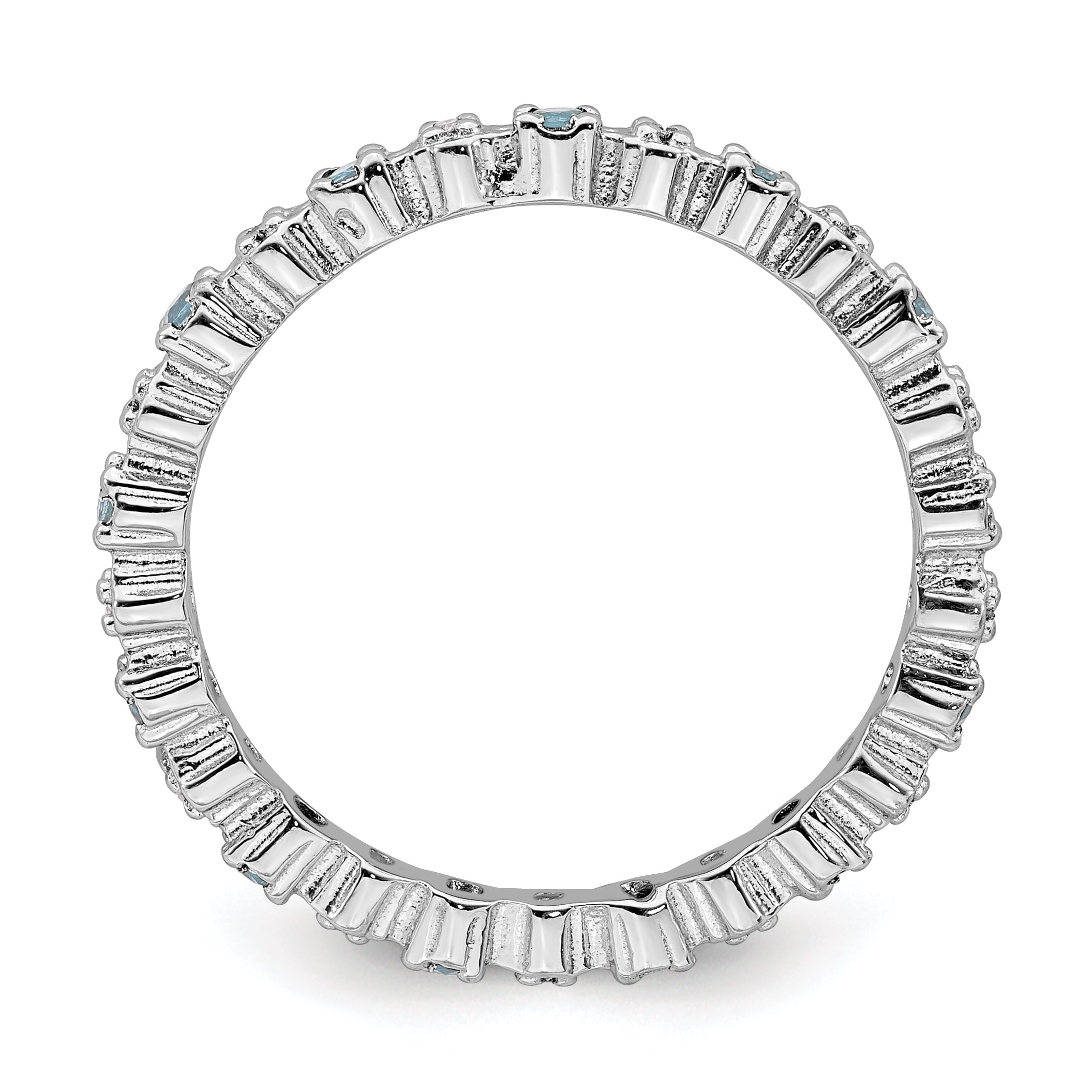 Sterling Silver Aquamarine & Diamond Ring